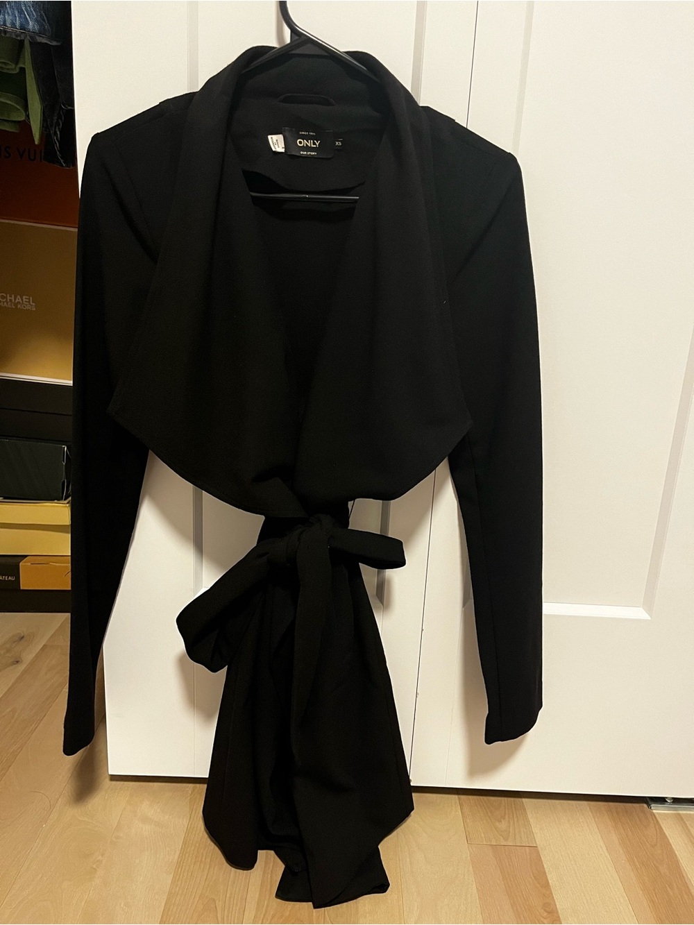 ONLY Black Draped Tie-Waist Cardigan Jacket
